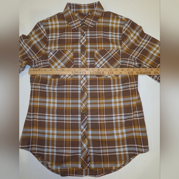Moosejaw Mountaineering Linwood Flannel Shirt Women's Medium Brown Plaid NWT - Picture 9 of 11